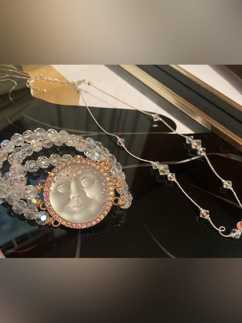 AB Choker, Kirks Folly White Moon Face Bracelet, & Swavorski necklace #129 - Picture 9 of 9